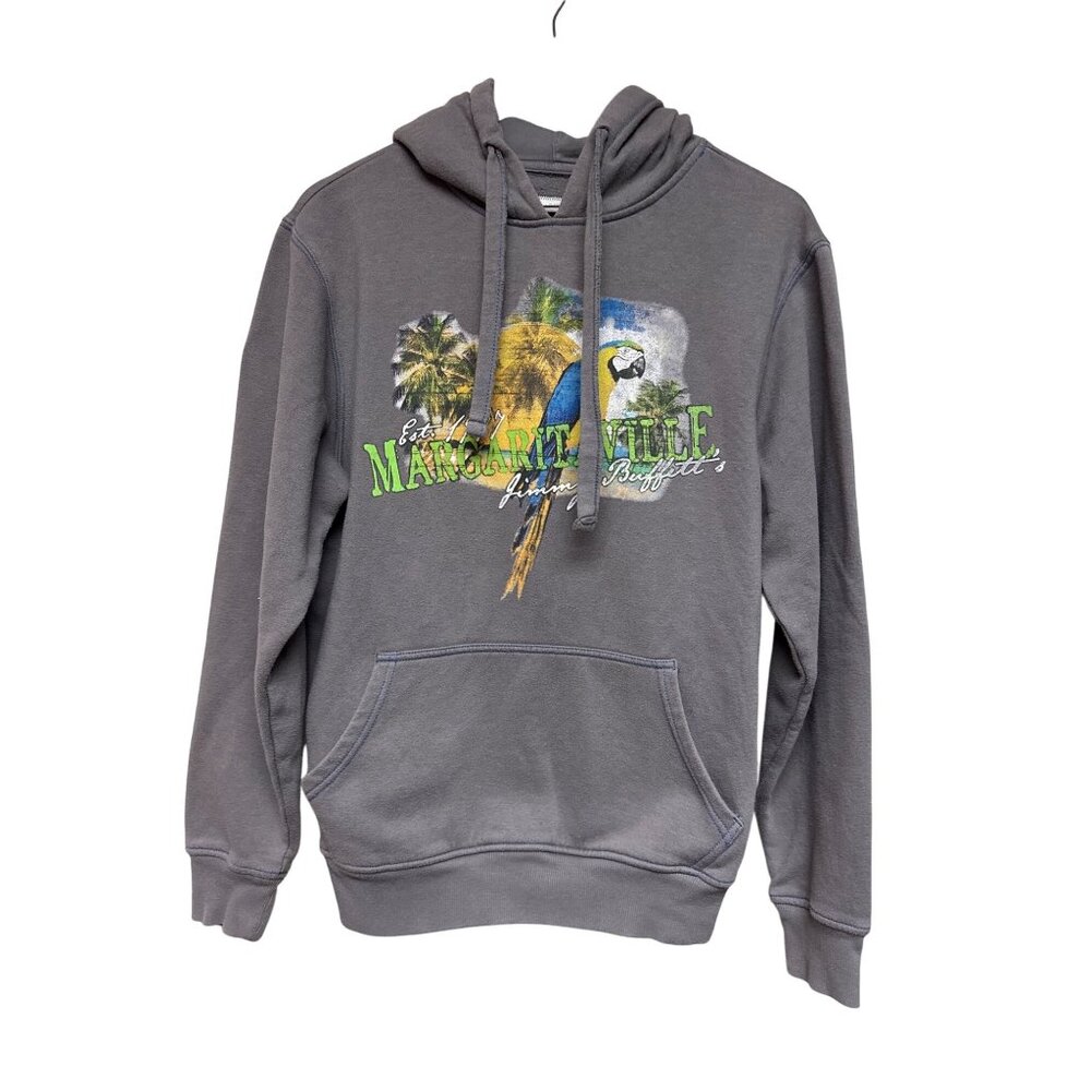 Margaritaville Jimmy Buffett Men's Hoodie Sweatshirt Parrot Grey  Medium
